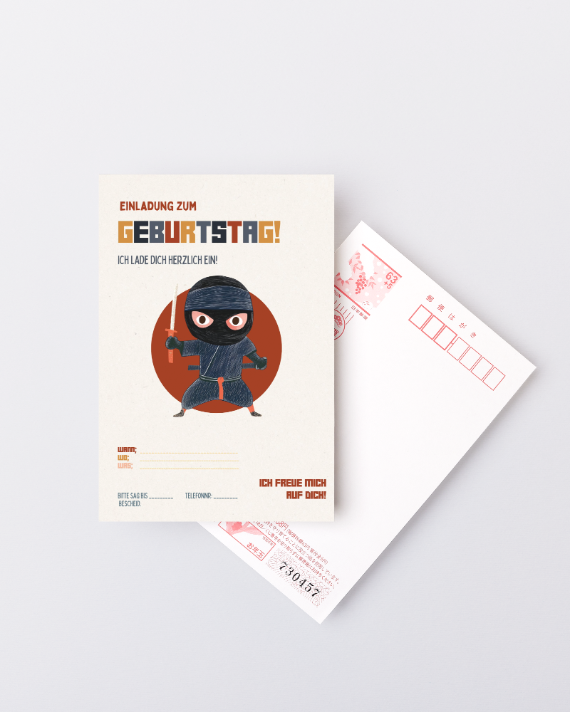 Einladungskarte Ninja Geburtstag kostenlos Freebie gratis runterladen