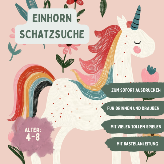 Schatzsuche Einhorn zum Ausdrucken