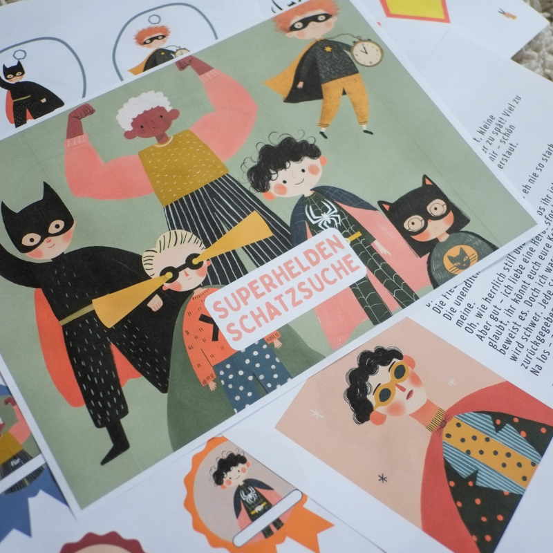 Superhelden Schatzsuche PDF Inhalt – Stationsbriefe und Spielanleitung