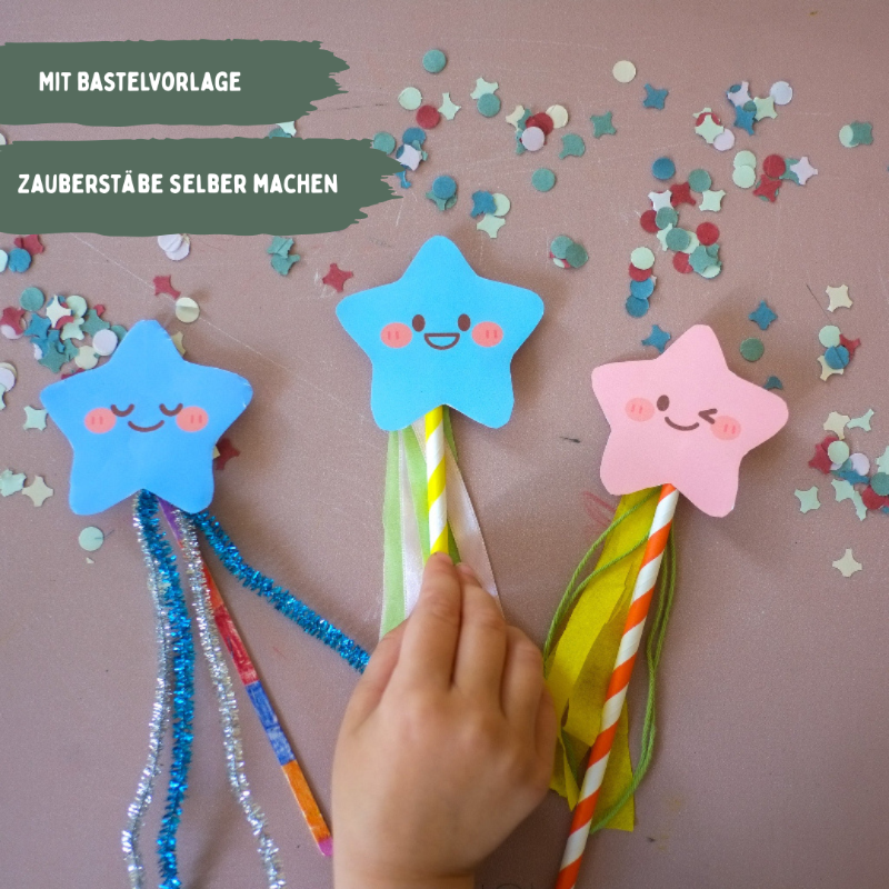 Einhorn Schatzsuche Bastelaktion – Kinder basteln Zauberstäbe