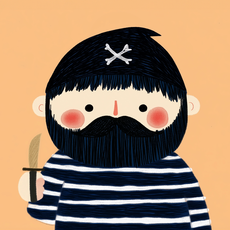 Piraten Schatzsuche zum Kindergeburtstag – Illustration Käpt'n Schwarzbart mit Säbel