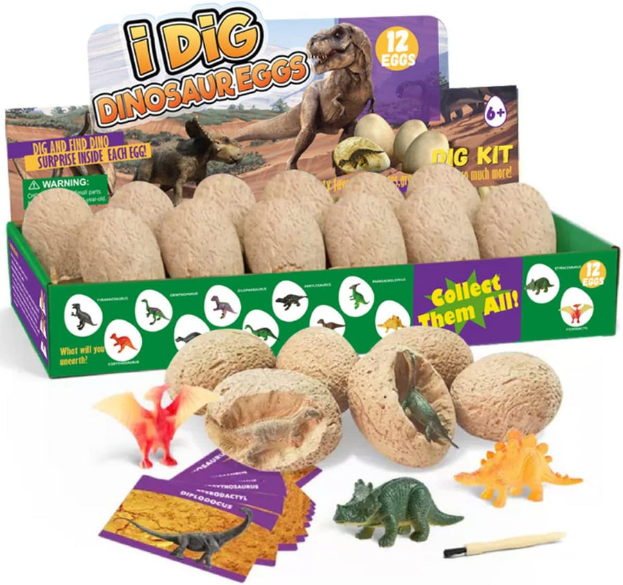 Amazon:B0BZRX8BZ6 Dino-Ausgrabungseier mit Werkzeug, 12 Stück