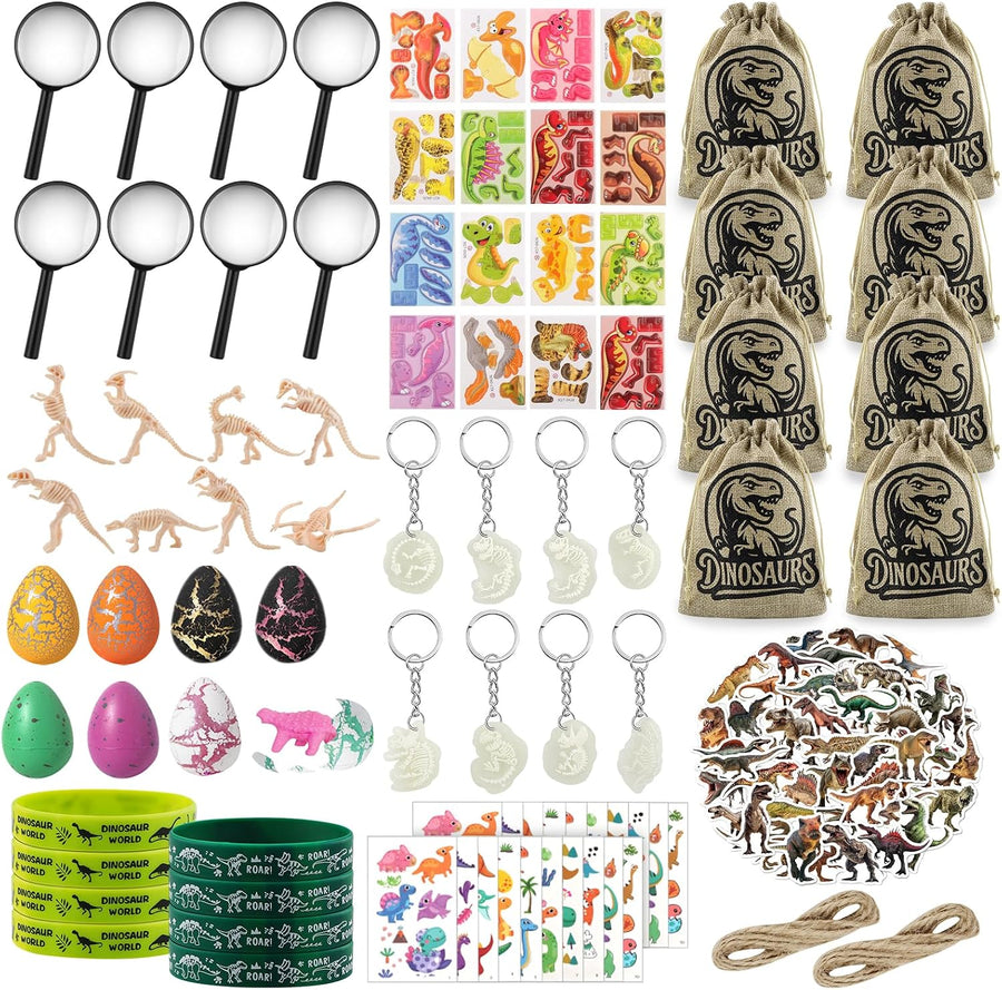 Amazon:B0F9KTBDSS Dino-Mitgebsel mit Lupen, Leuchtanhängern, Eiern und Skeletten
