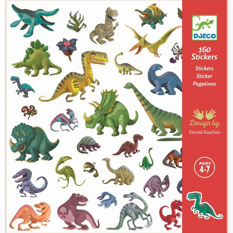 Thalia:A1030406314 DJECO Stickerbögen Dinosaurier, 160 Sticker